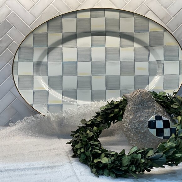 Sterling Check Enamel Oval Platter -NEW - Picture 6 of 15